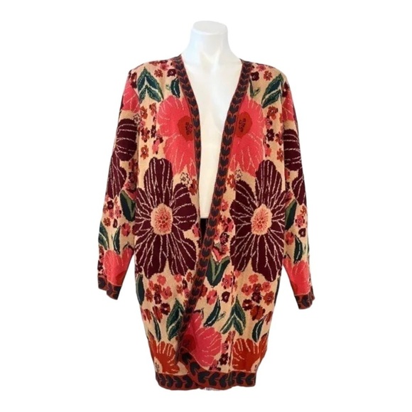 SOFT SURROUNDINGS Allyson Cardigan Autum Flora Open Front Size M NEW - Picture 3 of 7